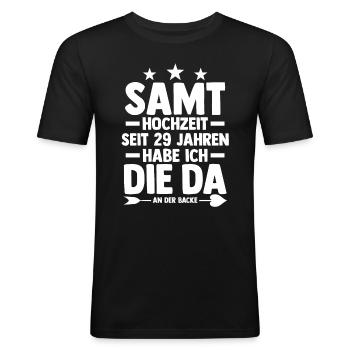 Ehe Samthochzeit 29 Jahre Verheiratet Hochzeitstag - Männer Slim Fit T-Shirt - Schwarz - Vorne - Nik (191cm)