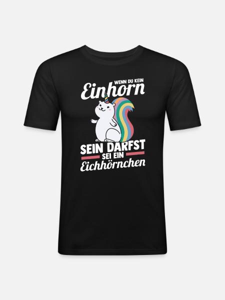 Einhorn Eichhörnchen - Männer Slim Fit T-Shirt - Schwarz