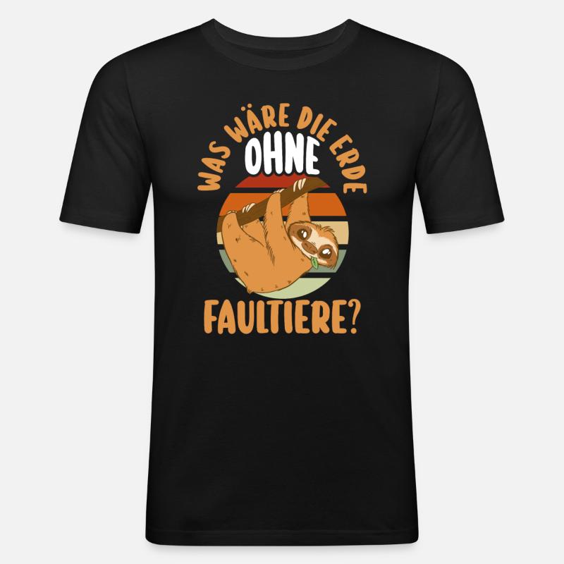 Faultier - Männer Slim Fit T-Shirt - Schwarz