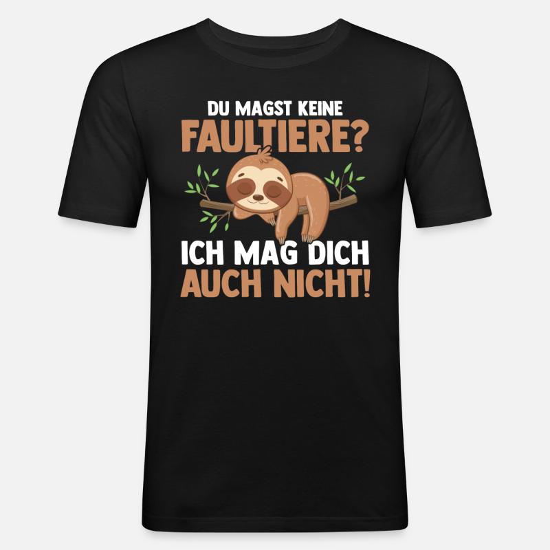 Faultier - Männer Slim Fit T-Shirt - Schwarz