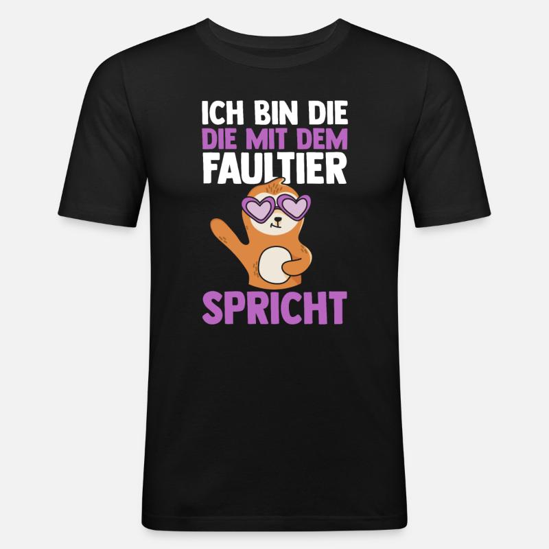 Faultier - Männer Slim Fit T-Shirt - Schwarz