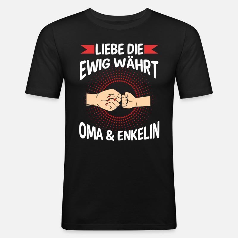 Oma Großmutter und Enkelin - Männer Slim Fit T-Shirt - Schwarz