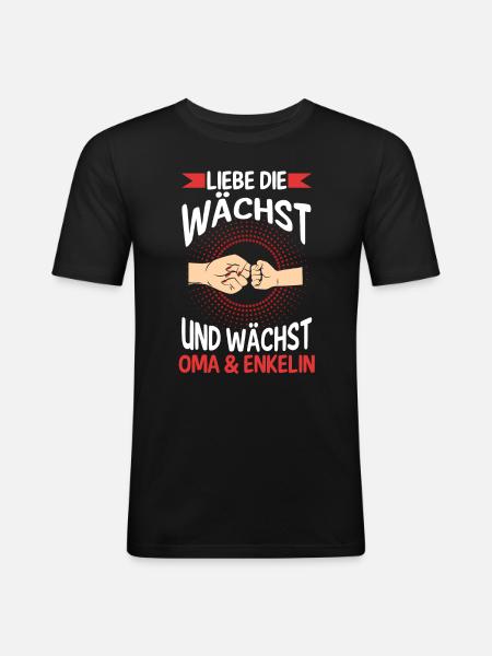 Oma Großmutter und Enkelin - Männer Slim Fit T-Shirt - Schwarz