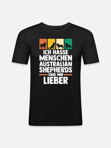 Australian Shepherd Hund Aussie - Männer Slim Fit T-Shirt - Schwarz