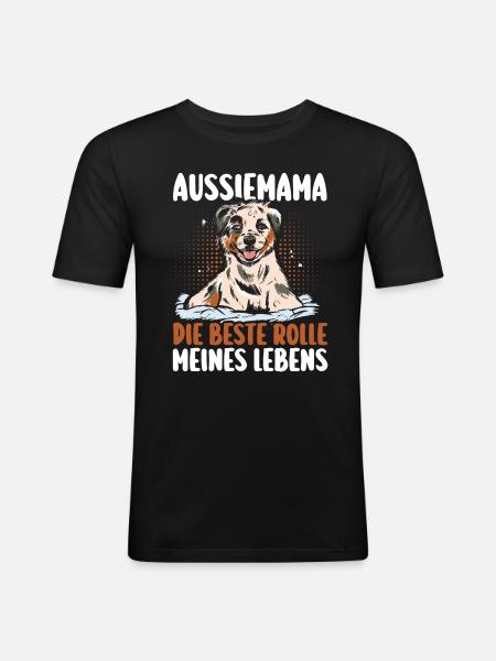 Australian Shepherd Hund Aussie - Männer Slim Fit T-Shirt - Schwarz