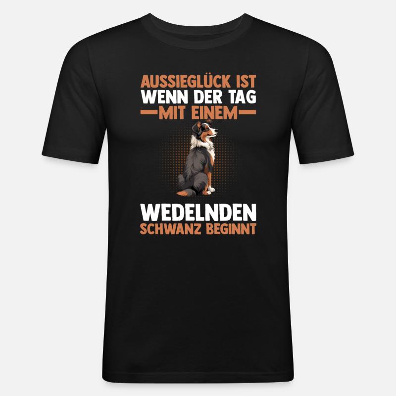 Australian Shepherd Hund Aussie - Männer Slim Fit T-Shirt - Schwarz