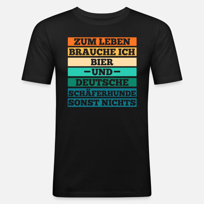 Bier Hund Deutscher Schäferhund - Männer Slim Fit T-Shirt - Schwarz