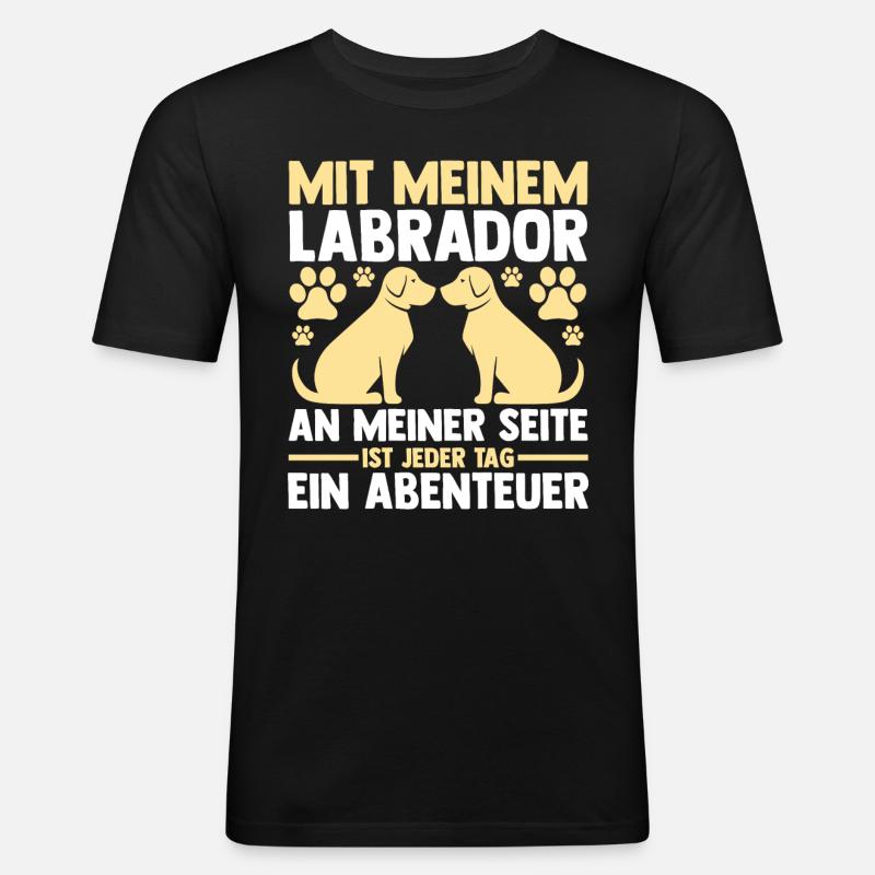 Hund Labrador - Männer Slim Fit T-Shirt - Schwarz