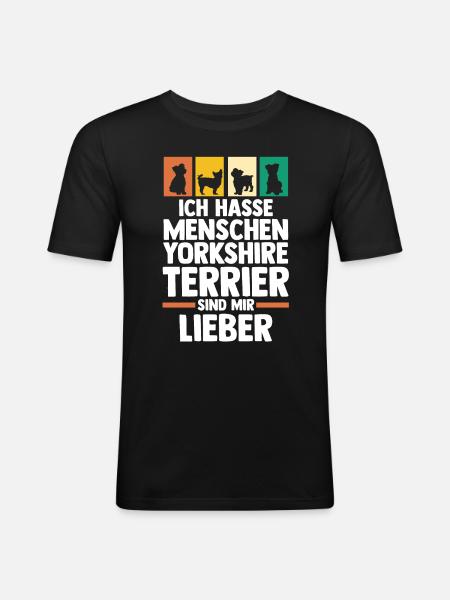 Hund Yorkshire Terrier - Männer Slim Fit T-Shirt - Schwarz