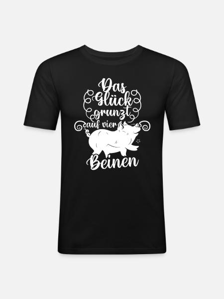 Schwein Schweinebauer Bauernhof Schweine - Männer Slim Fit T-Shirt - Schwarz