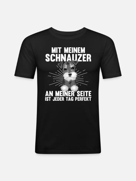 Hund Schnauzer Riesenschnauzer - Männer Slim Fit T-Shirt - Schwarz