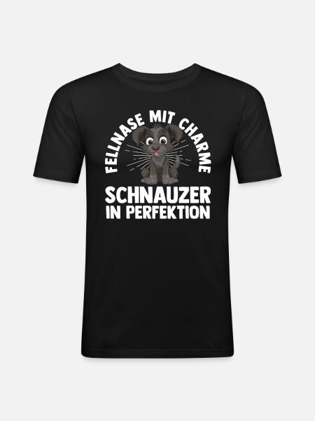 Hund Schnauzer Riesenschnauzer - Männer Slim Fit T-Shirt - Schwarz