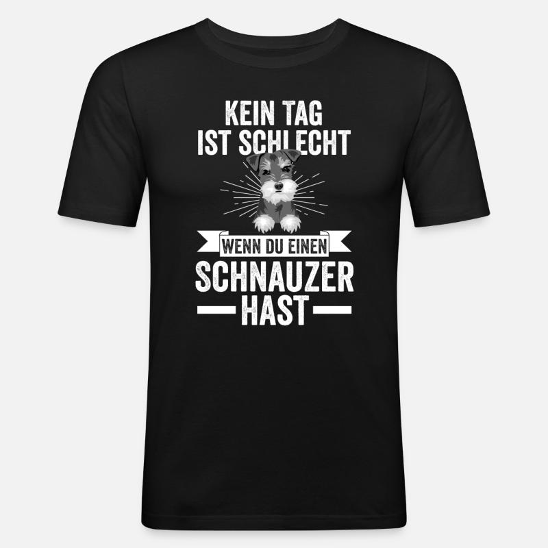 Hund Schnauzer Riesenschnauzer - Männer Slim Fit T-Shirt - Schwarz