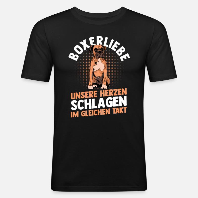 Hund Deutscher Boxer - Männer Slim Fit T-Shirt - Schwarz