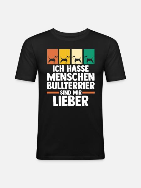 Hund Bullterrier - Männer Slim Fit T-Shirt - Schwarz