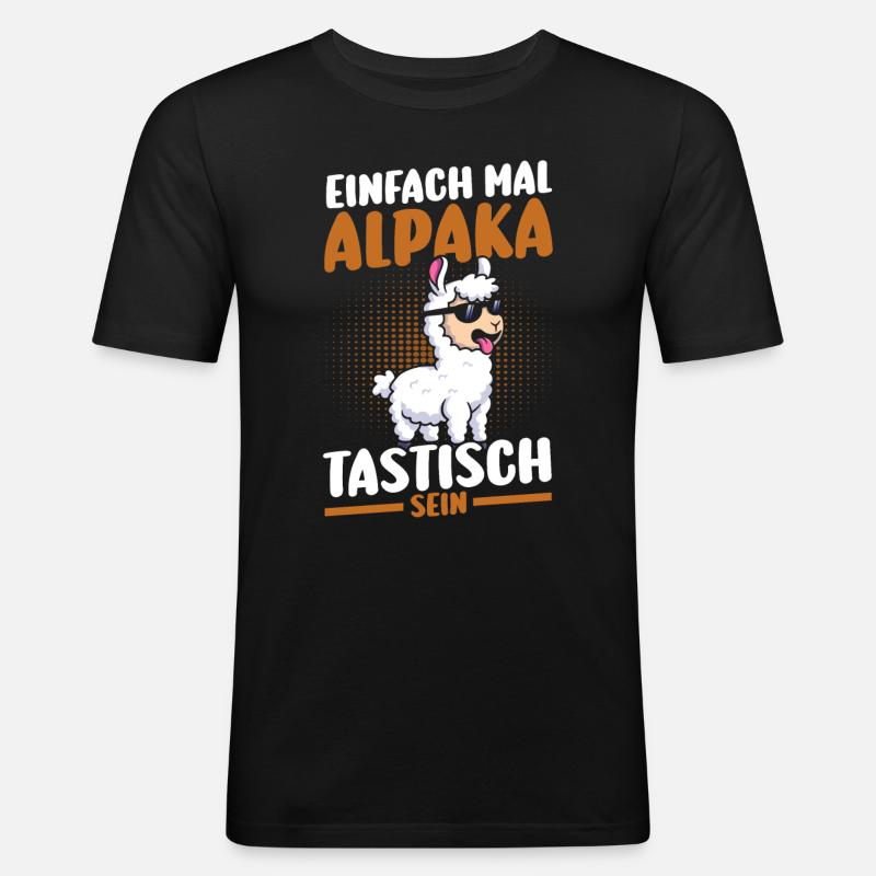 Alpaka - Männer Slim Fit T-Shirt - Schwarz