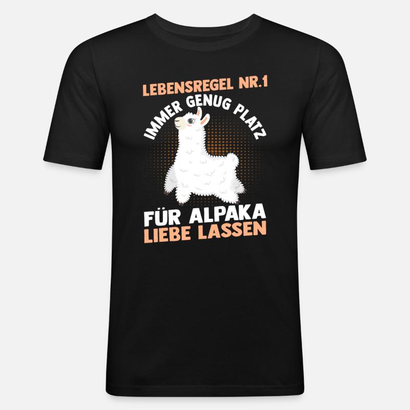 Alpaka - Männer Slim Fit T-Shirt - Schwarz