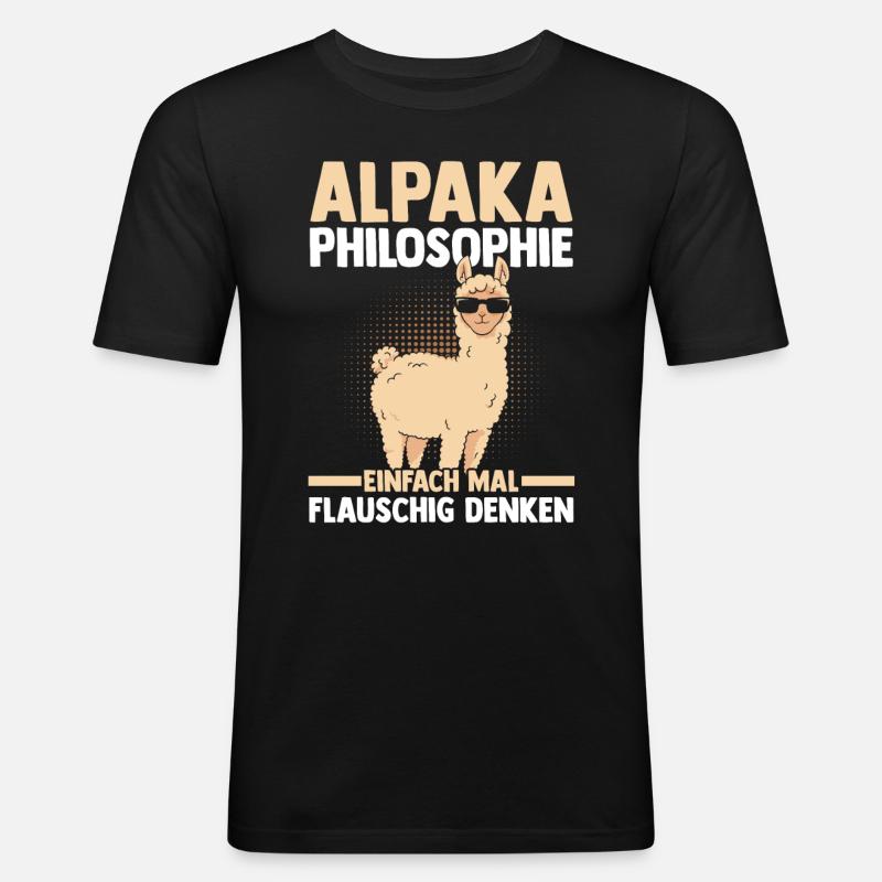 Alpaka - Männer Slim Fit T-Shirt - Schwarz