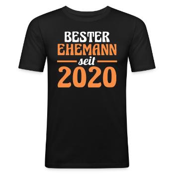 Meilleur mari de la Saint-Valentin depuis 2020 - T-shirt près du corps Homme - noir - Devant - Nik (191cm)
