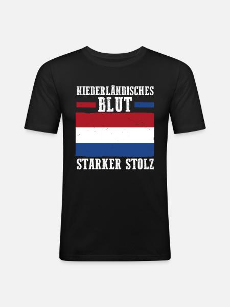 Pays-Bas Pays-Bas Pays-Bas - T-shirt près du corps Homme - noir