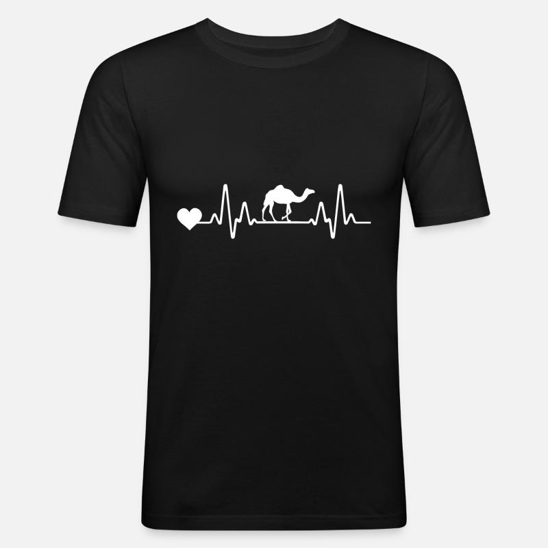 Herzschlag Kamel - Männer Slim Fit T-Shirt - Schwarz