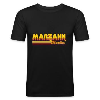 cooles Marzahn Berliner Stadtteil Design - Männer Slim Fit T-Shirt - Schwarz - Vorne - Nik (191cm)