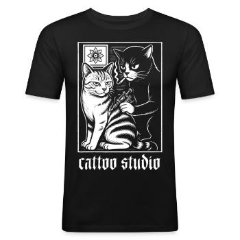 Cattoo Studio - T-shirt près du corps Homme - noir - Devant - Nik (191cm)