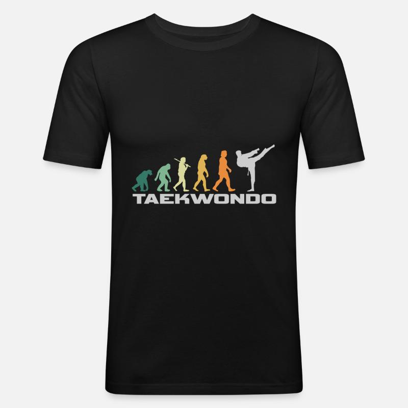 Taekwondo Retro Style - Evolution Mann - Männer Slim Fit T-Shirt - Schwarz