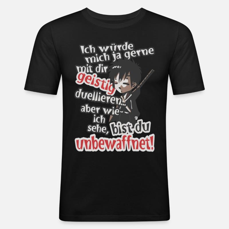 Geistig unbewaffnet! - Männer Slim Fit T-Shirt - Schwarz