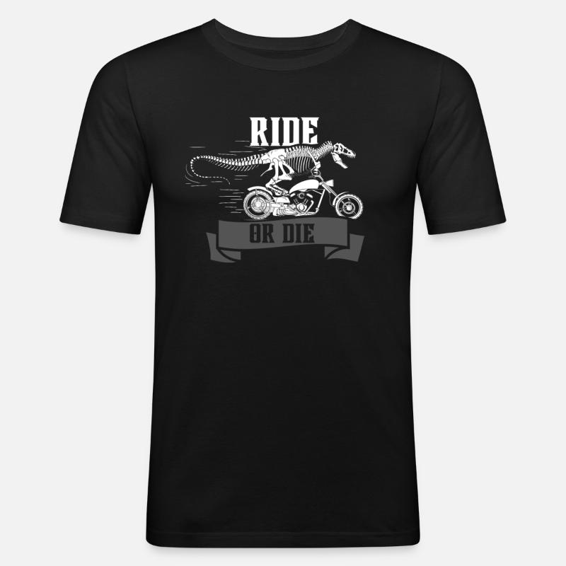 Reiten oder sterben Dinosaurier - Männer Slim Fit T-Shirt - Schwarz