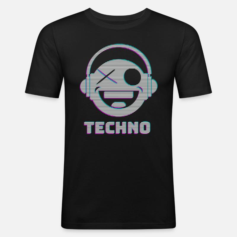 Techno - Männer Slim Fit T-Shirt - Schwarz