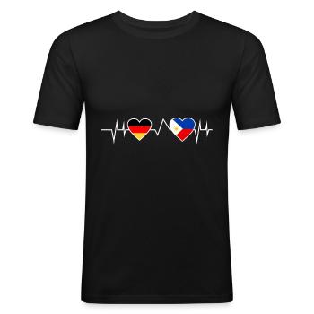 Deutscher Philippinen Herzschlag Geschenk - Männer Slim Fit T-Shirt - Schwarz - Vorne - Nik (191cm)
