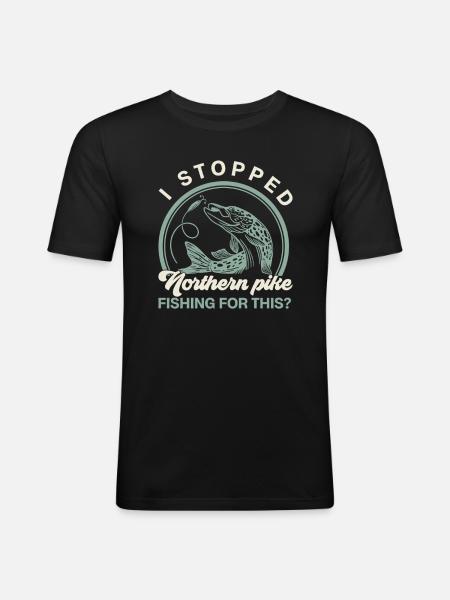 fishing, pike, northern, - Men's Slim Fit T-Shirt - black