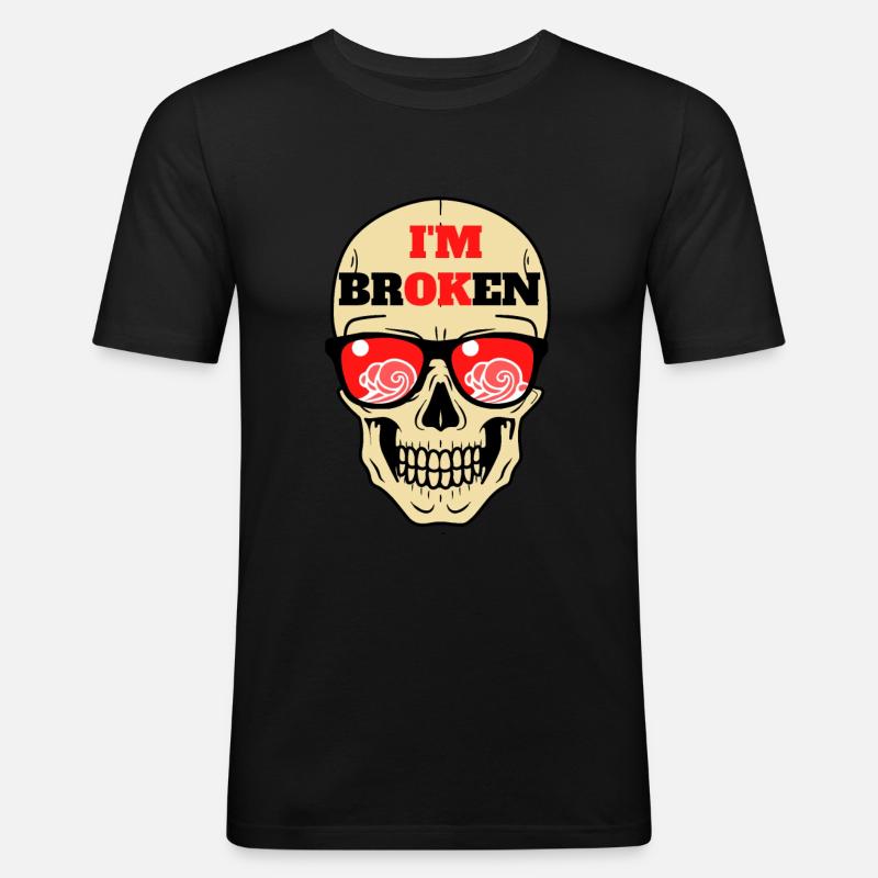 I am Broken - Männer Slim Fit T-Shirt - Schwarz