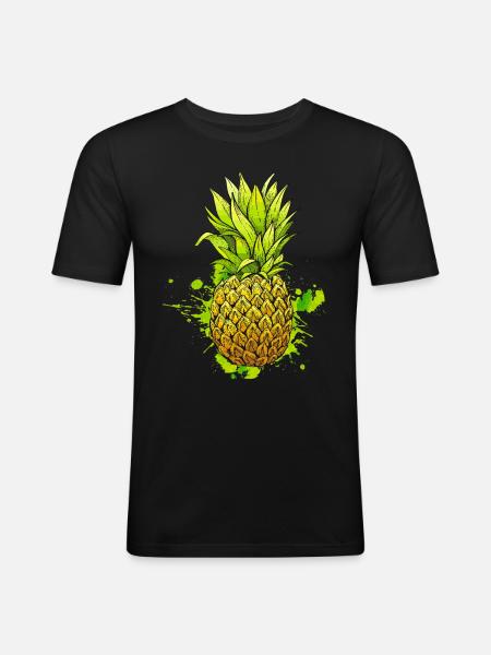 Pineapple / Tropical fruit - Men's Slim Fit T-Shirt - black