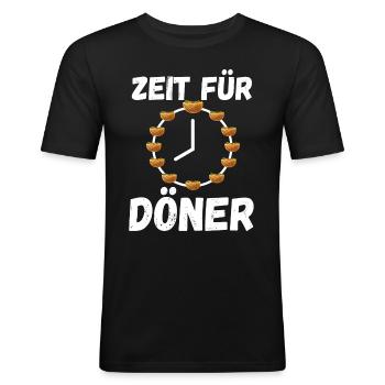 Zeit für Döner Kebab - Männer Slim Fit T-Shirt - Schwarz - Vorne - Nik (191cm)