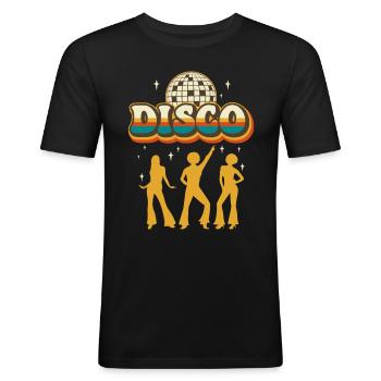 70er Disco Retro Vintage / 70er Jahre Design - Männer Slim Fit T-Shirt - Schwarz - Vorne - Nik (191cm)