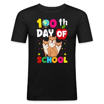 100 days school school child school beginners dogs - Men's Slim Fit T-Shirt - black - Front - Nik (191cm)