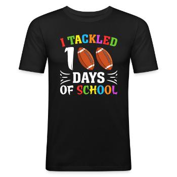 100 Days School Child School Beginners Football - Men's Slim Fit T-Shirt - black - Front - Nik (191cm)