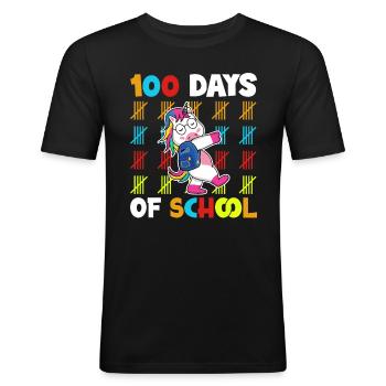 100 Days School Beginners Unicorn Satchel - Men's Slim Fit T-Shirt - black - Front - Nik (191cm)