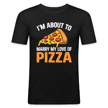 Pizza Liebe Sucht Käsepizza Hochzeit - Männer Slim Fit T-Shirt - Schwarz - Vorne - Nik (191cm)