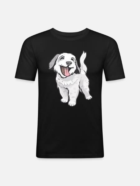 Chien mignon et joyeux - T-shirt près du corps Homme - noir