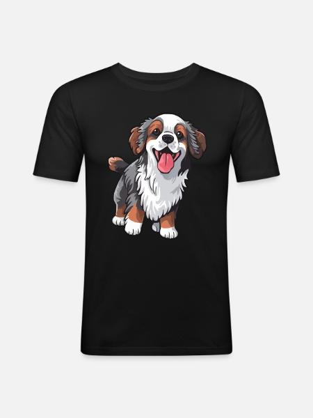 Chien mignon fidèle - T-shirt près du corps Homme - noir