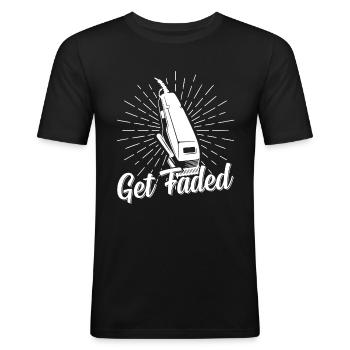 Get Faded Barber Saying Hairdresser - Men's Slim Fit T-Shirt - black - Front - Nik (191cm)