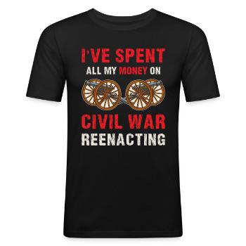 Amerikanischer >Bürgerkrieg, USA - Männer Slim Fit T-Shirt - Schwarz - Vorne - Nik (191cm)