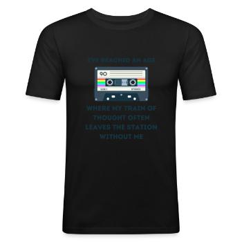 Retro -sarkastisches Alter Spruche - Männer Slim Fit T-Shirt - Schwarz - Vorne - Nik (191cm)