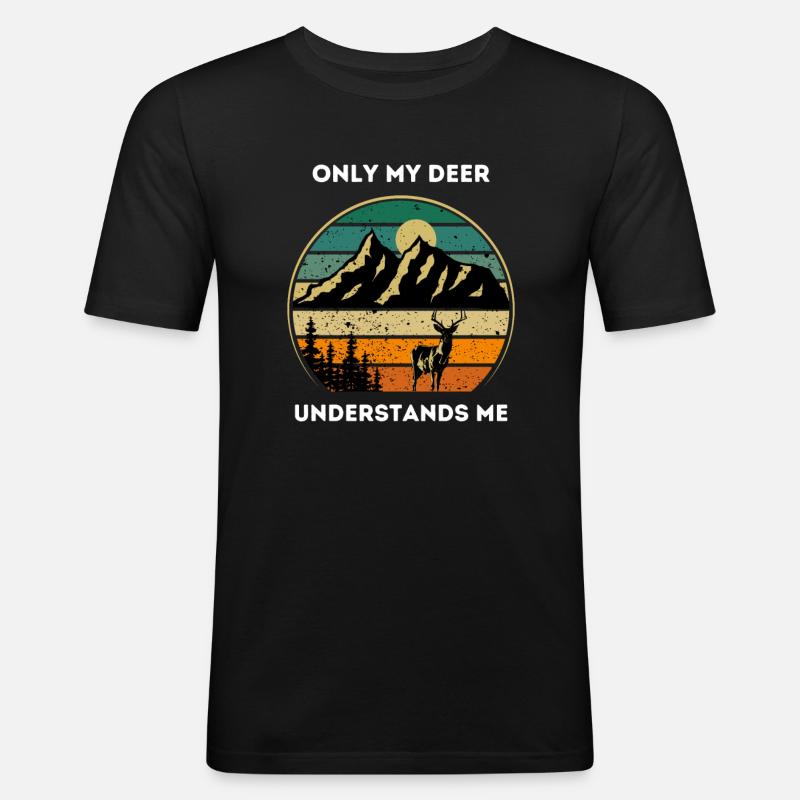 Hirschjäger Einzigartige Jagd - Männer Slim Fit T-Shirt - Schwarz