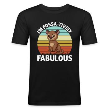 Fabuleux fossa prédateur Madagascar - T-shirt près du corps Homme - noir - Devant - Nik (191cm)