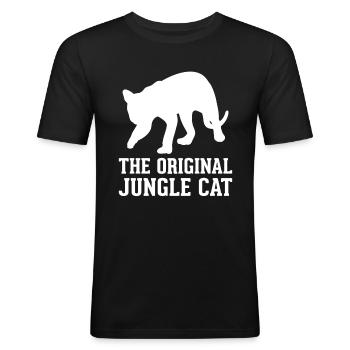 04 The Original Jungle Cat - Männer Slim Fit T-Shirt - Schwarz - Vorne - Nik (191cm)