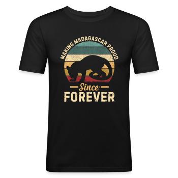 Fossa Predator Madagascar - T-shirt près du corps Homme - noir - Devant - Nik (191cm)